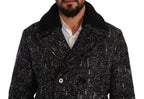 Black Wool Double Breasted Coat Men Jacket