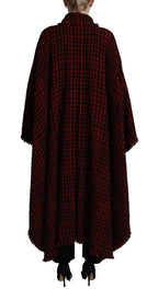 Black Red Cotton Checkered Over Coat Jacket