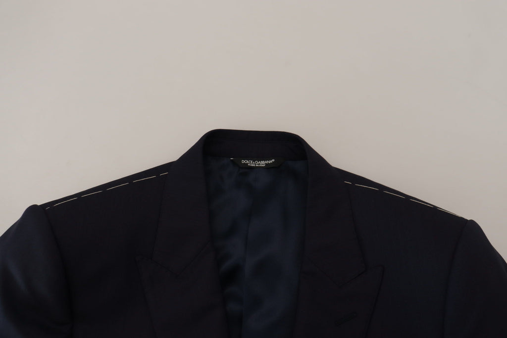 Blue Wool Single Breasted Coat Blazer