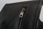 Black Leather Zipper Biker Coat Jacket