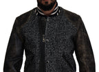 Dark Gray Houndstooth Polyester Bomber Jacket