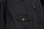 Black Leather Biker Coat Zipper Jacket