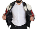 Black Leather Hooded Blouson Coat Jacket