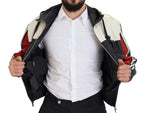 Black Leather Hooded Blouson Coat Jacket