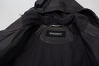 Black Leather Hooded Blouson Coat Jacket