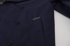 Blue Hooded Double Breasted Coat Jacket