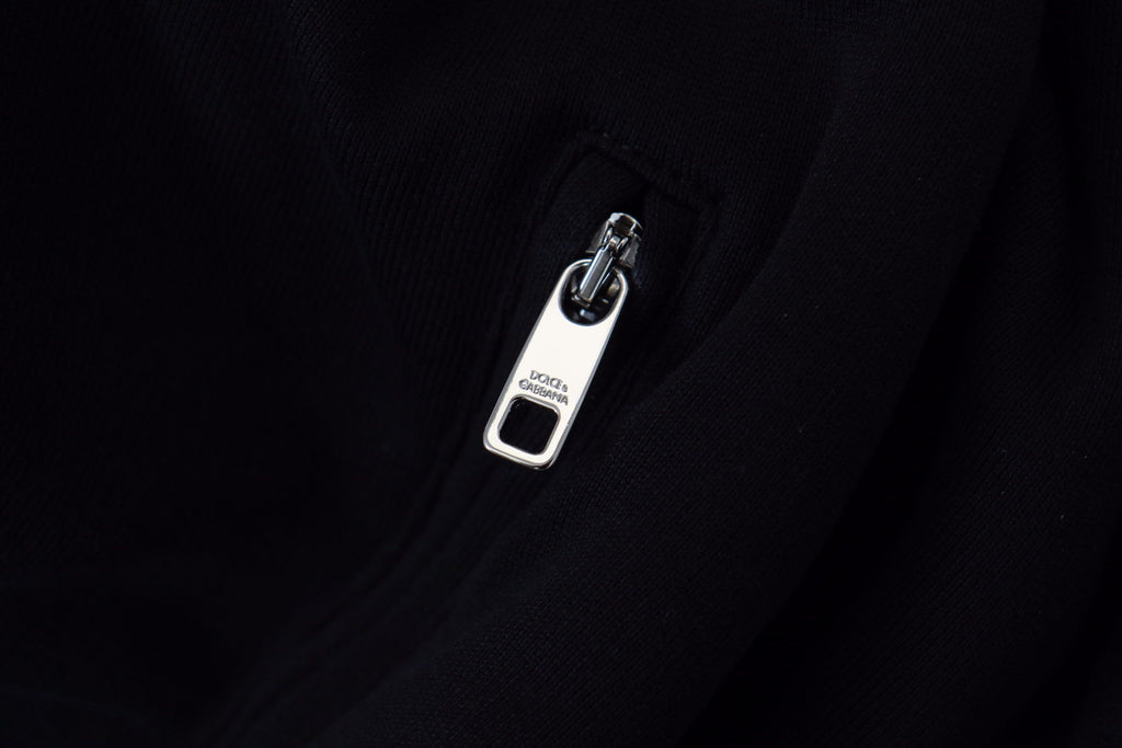 Black Polyester Hooded Full Zip Jacket