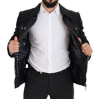 Black Wool Collared Full Zip Jacket