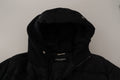 Black Nylon Hooded Parka Coat Winter Jacket