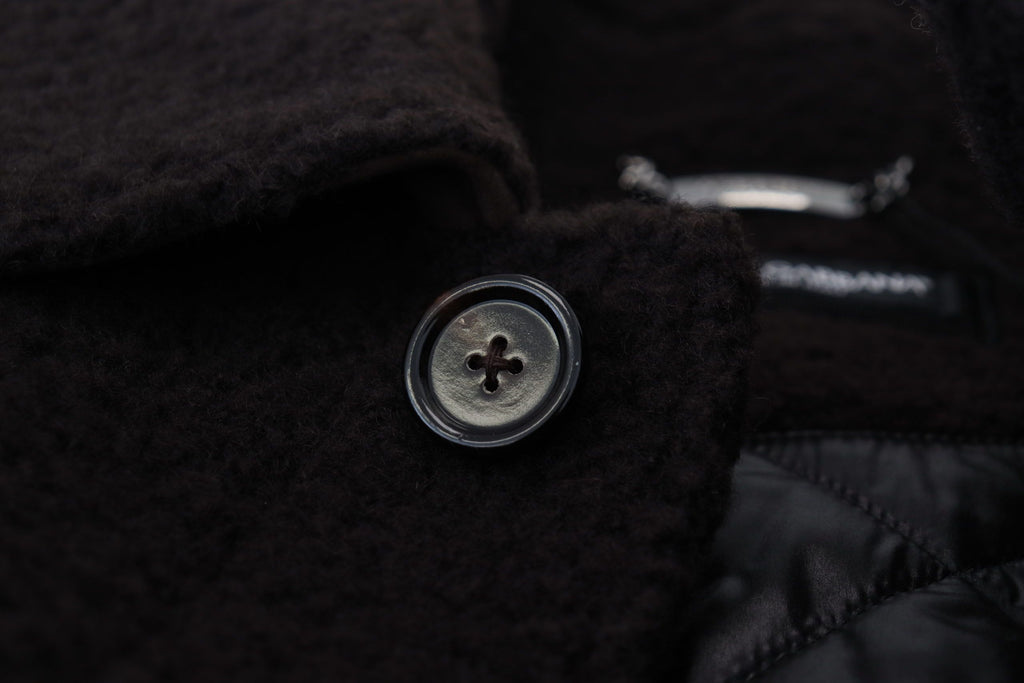 Black Alpaca Button Down Trench Coat Jacket