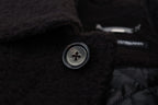 Black Alpaca Button Down Trench Coat Jacket