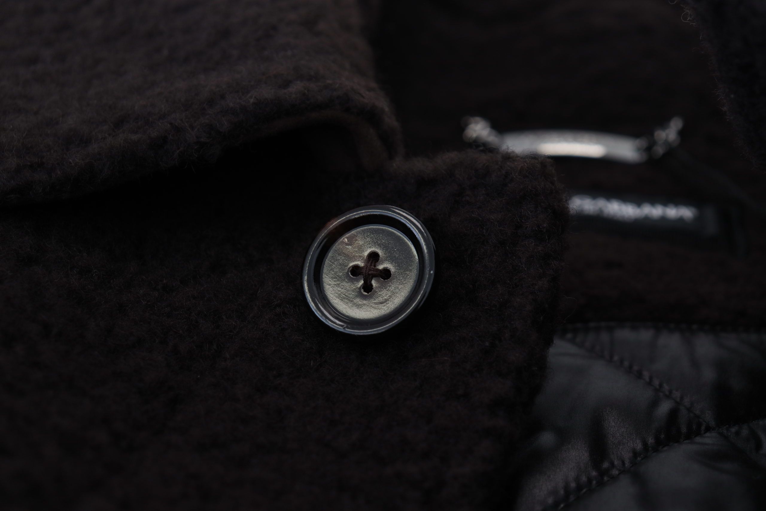 Black Alpaca Button Down Trench Coat Jacket