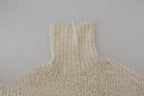 Cream Wool Knit Turtleneck Pullover Sweater