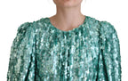 Blue Sequined Pleated Aline Midi Nylon Dress