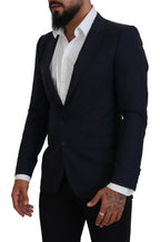 Blue Wool Slim Fit Formal Coat Blazer