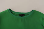 Green Silk Long Sleeves Round Neck Sweater