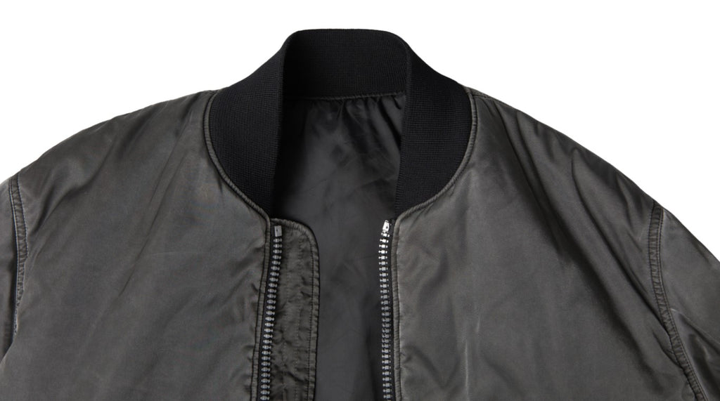 Gray Bomber Zipper Pocket Sleeves Jacket