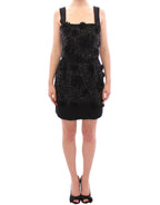 Black floral crystal embedded dress