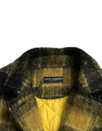 جاكيت معطف كاجوال كاروهات أصفر بأكمام طويلة