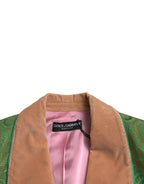 Green Floral Double Breasted Coat Jacket