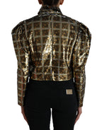 Multicolor Polyester Sequined Cropped Jacket