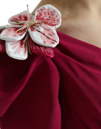 Purple Flower Embellished One Shoulder Dress