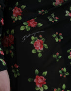 Black Floral Cut Out Sheath Long Maxi Dress