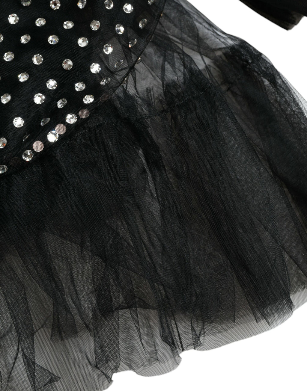 Black Crystal Embellished A-line Gown Dress