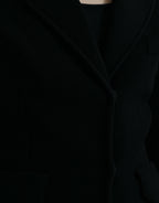Black Viscose Single Breasted Blazer Jacket