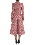 Pink Floral Jacquard Slim Fit 2 Piece Suit
