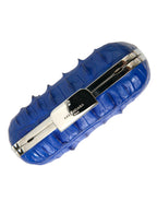 Blue Exotic Skin Leather Shoulder Crossbody Box Clutch Bag