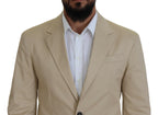 Beige Cotton Single Breasted 2 Piece CIPRO Suit