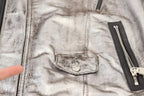 Silver Leather Biker Coat Lambskin Jacket