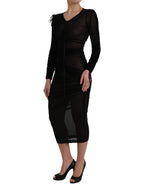 Black Sheer Bodycon Sheath Midi Dress