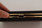 Black Silk Gold Frame Clutch Evening Party Purse Bag