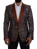 Bronze Monkey Print Silk Slim Jacket Blazer
