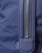 Blue Nylon Calfskin Hand Shoulder Duffel Bag