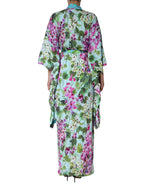 Multicolor Floral Silk Stretch Wrap Dress