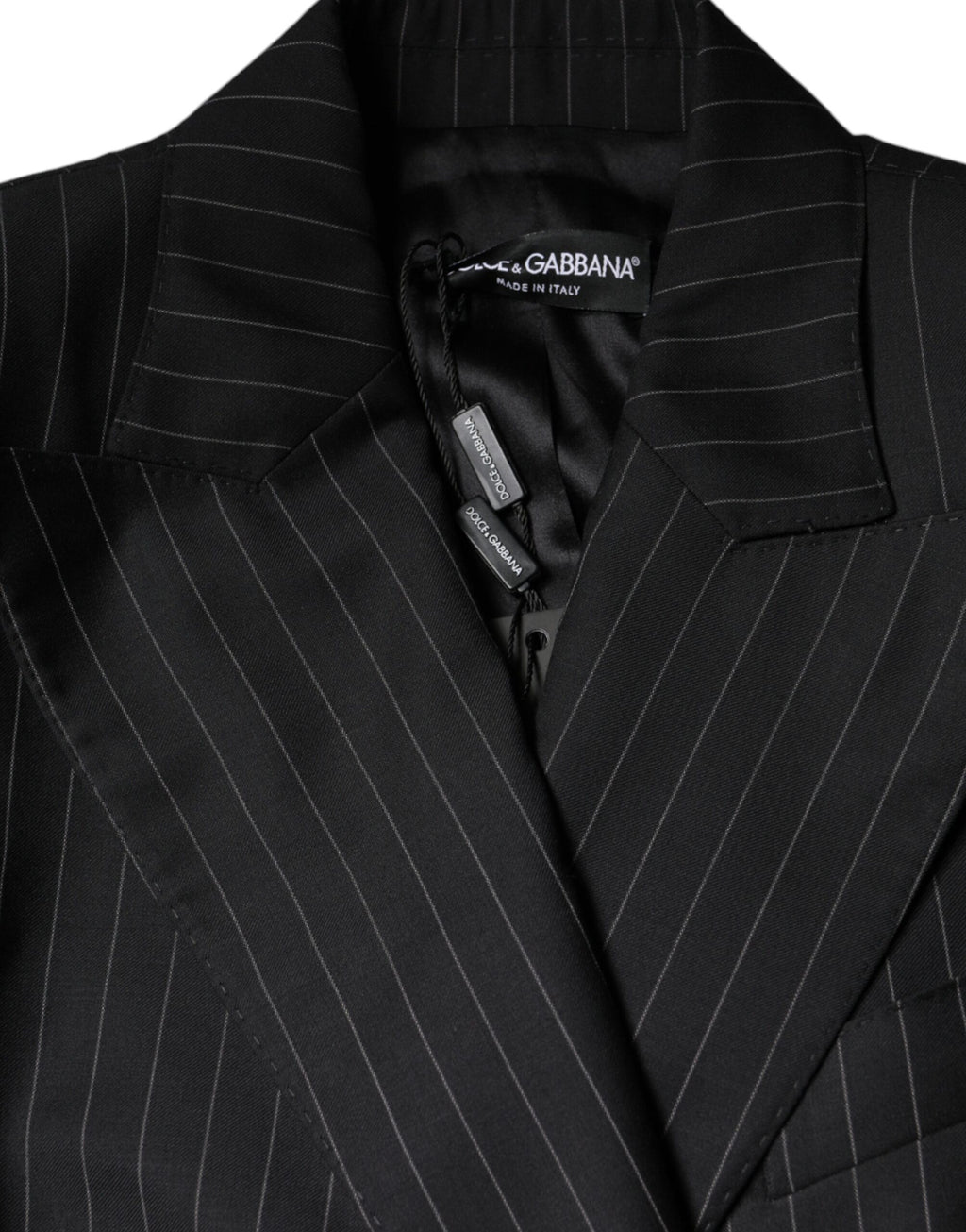 Dark Gray Striped Double Breasted Coat Jacket