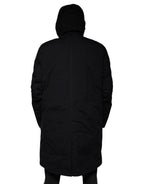 Black Hooded Parka Cotton Trench Coat Jacket