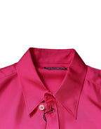 Pink Silk Collared Button Down Men Shirt