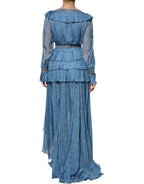Blue Layered Long Sleeve Dress