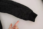 Black Logo Patch Brocade Bomber Full Zip Jacket