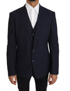 Blue Wool MARTINI Blazer Vest 2 Piece