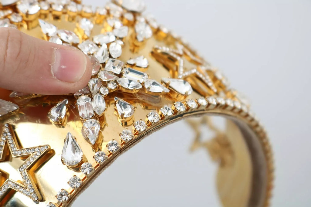 Gold Crystal Star STRASS Crown Logo Tiara Diadem