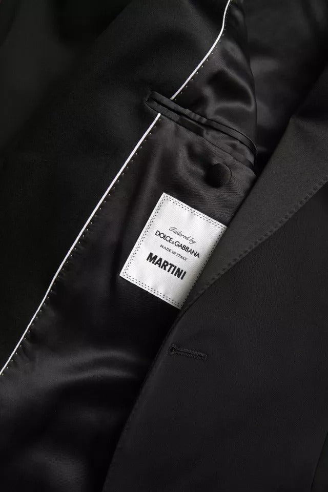 بليزر مارتيني صوف أسود بقصة صدر واحدةclothing