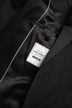 بليزر مارتيني صوف أسود بقصة صدر واحدةclothing
