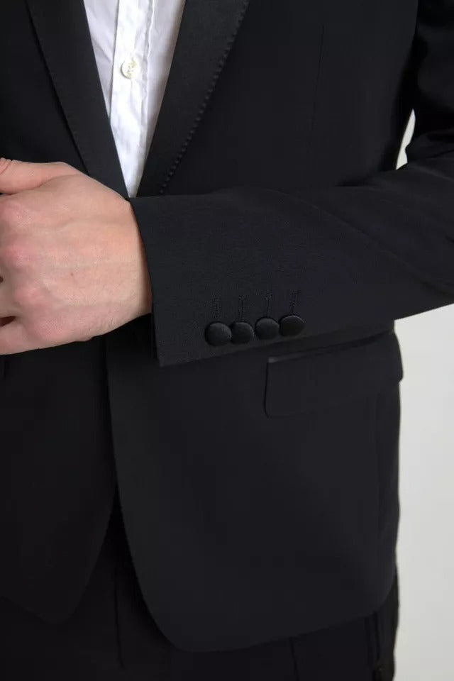 بليزر مارتيني صوف أسود بقصة صدر واحدةclothing