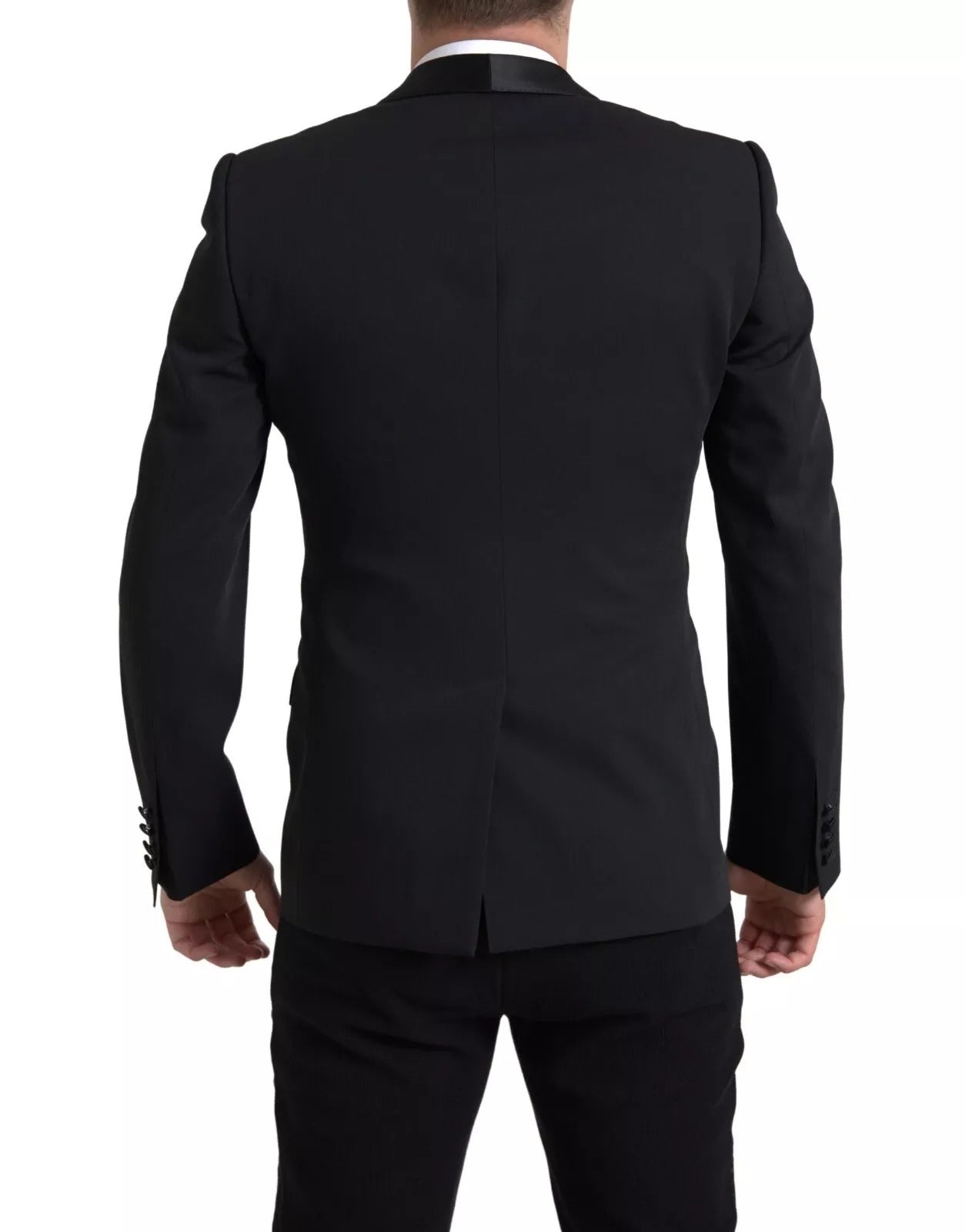 بليزر مارتيني صوف أسود بقصة صدر واحدةclothing