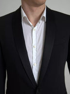 بليزر مارتيني صوف أسود بقصة صدر واحدةclothing
